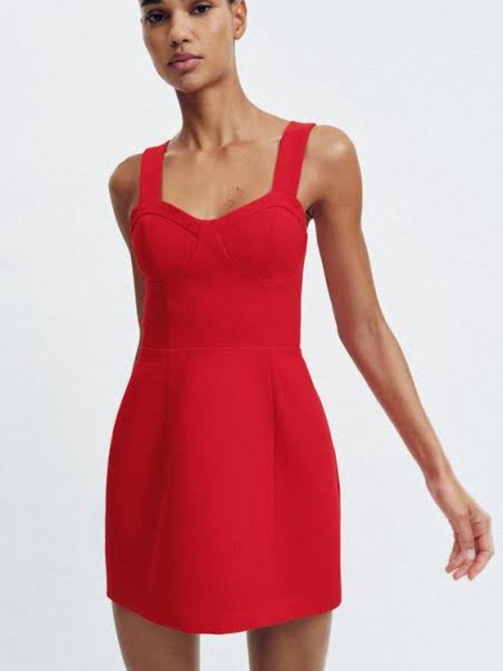 Zara Red Sweetheart Neck Mini Dress